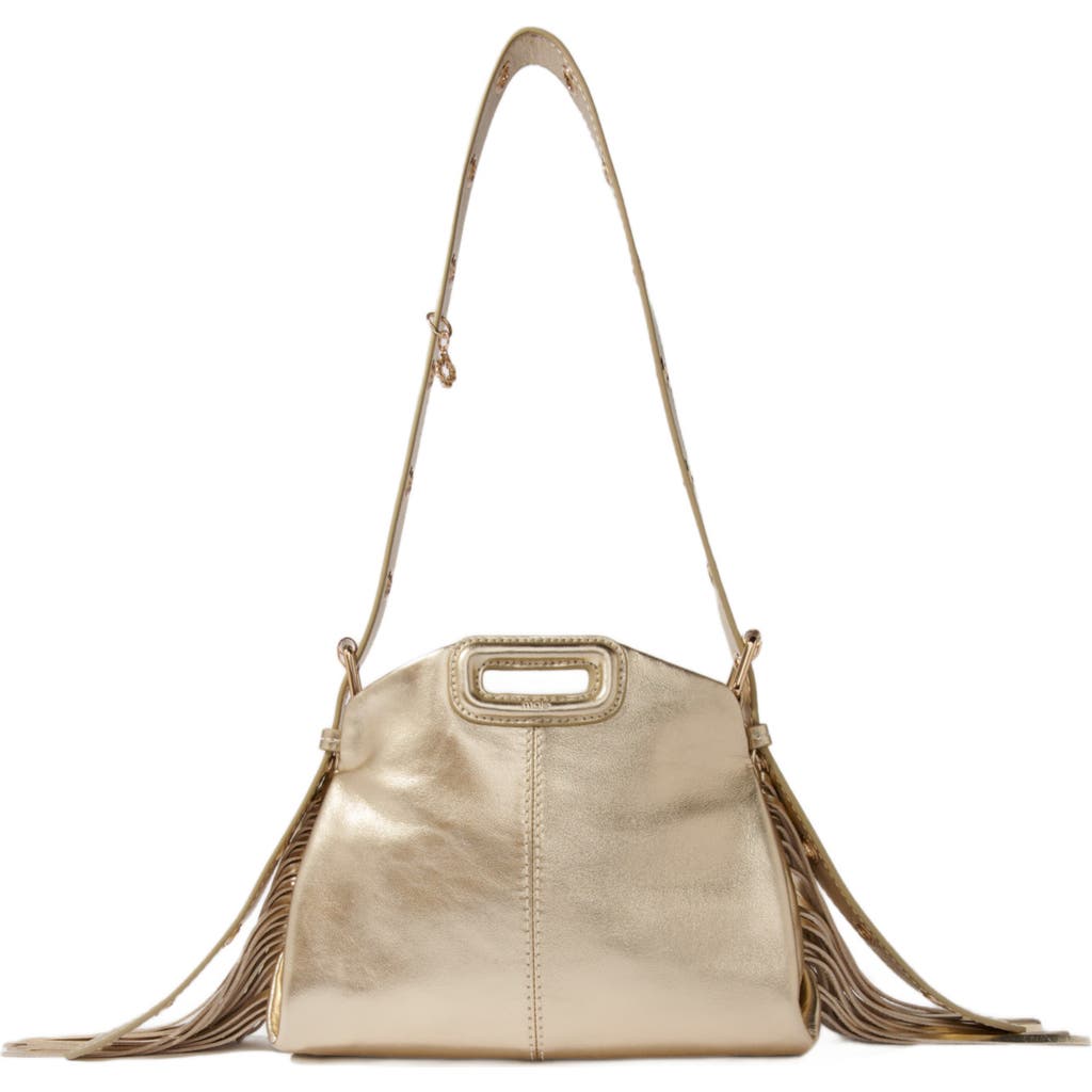 Maje Metallic Leather Miss M Mini Bag In Gold