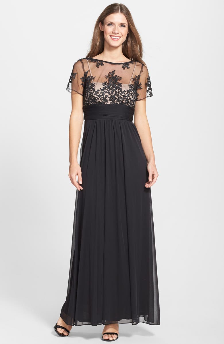 Marina Embroidered Mesh Gown | Nordstrom