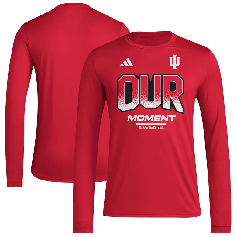 Adidas Originals Unisex Adidas  Crimson Indiana Hoosiers 2024 On-court Bench Our Moment Long Sleeve T-shirt