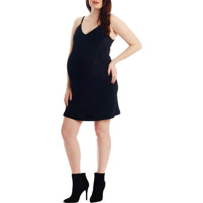 Everly Grey Aurora Plisse Maternity/nursing Dress, Black
