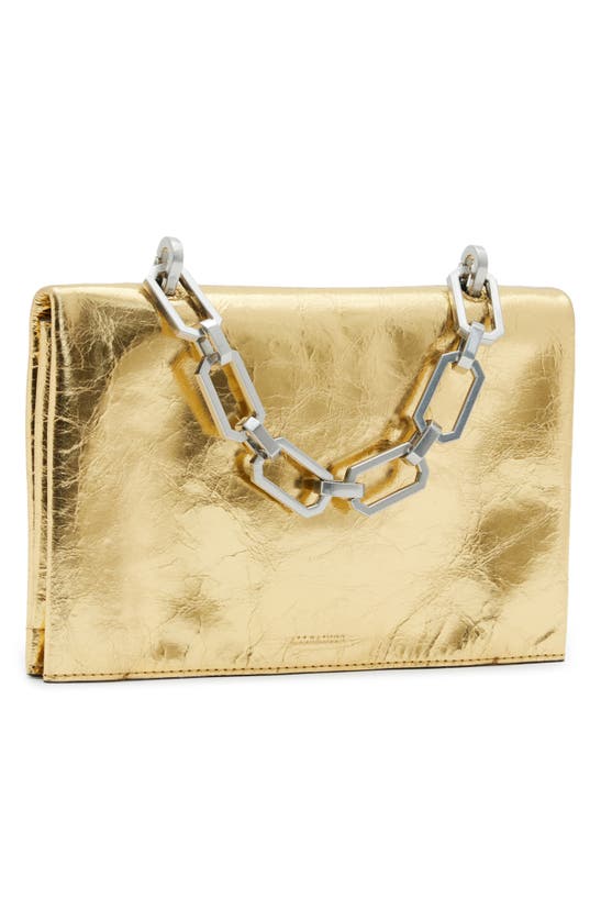 Allsaints Yua Leather Clutch In Gold