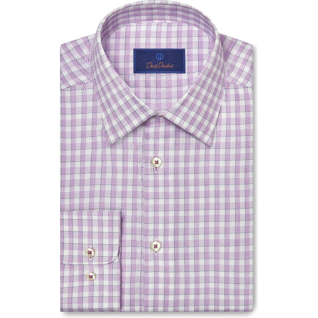 David Donahue Trim Fit Dobby Micro Check Cotton Dress Shirt In Pink