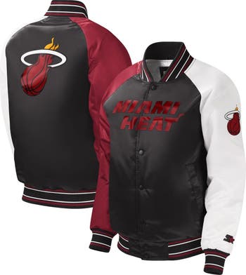 Youth Starter Black Miami Heat Raglan Full-Snap Varsity Jacket Size: Small