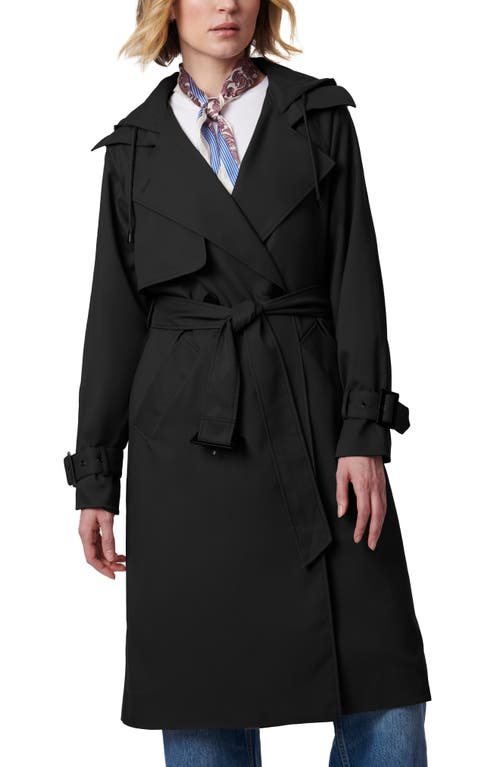 Shop Bernardo Double Breasted Hooded Trench Coat In Black