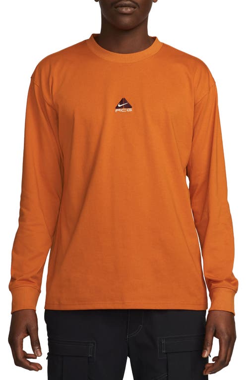 Nike Dri-fit Acg Long Sleeve T-shirt In Campfire Orange/summit White