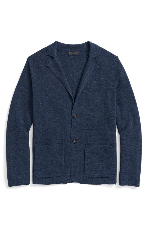 Brooks Brothers Linen & Cotton Notched Lapel Cardigan Navy Marl at Nordstrom,