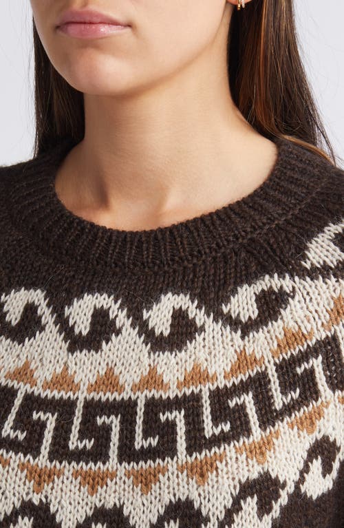 Shop The Great . The Greek Key Jacquard Alpaca & Wool Blend Sweater In Driftwood