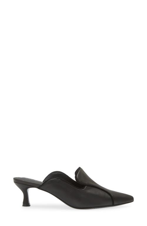 Shop Koko + Palenki Parker Pointed Toe Kitten Heel Mule In Black Leather