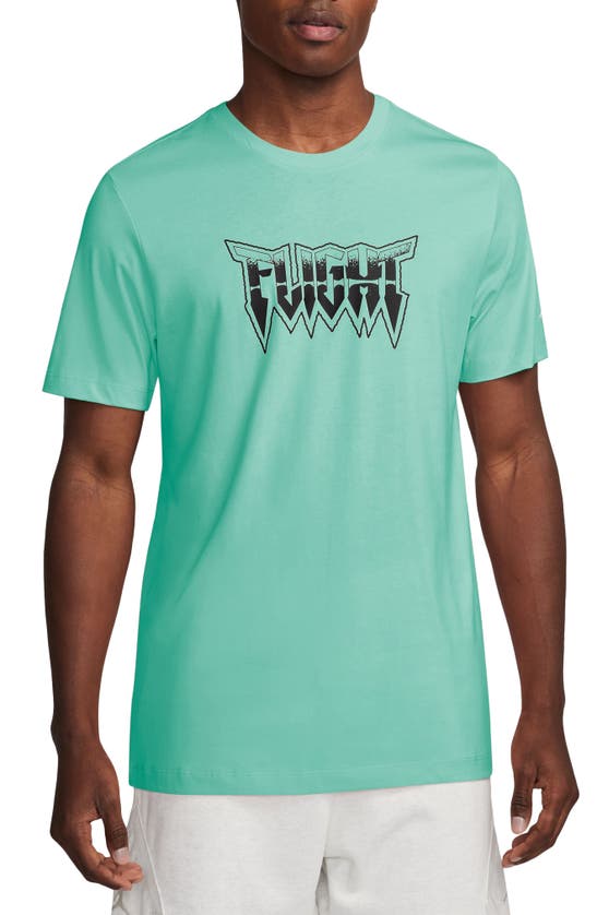 Shop Jordan Flight Skull Graphic T-shirt In Emerald Rise/ Black/ White