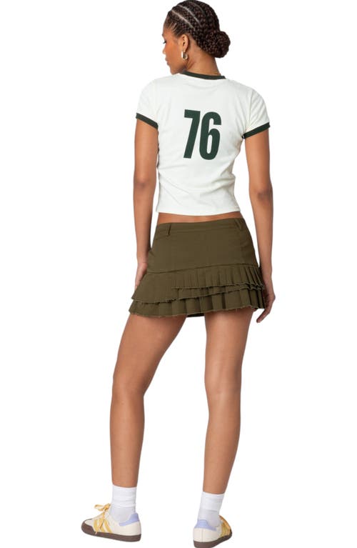 Shop Edikted Pleated Cotton Miniskirt In Olive