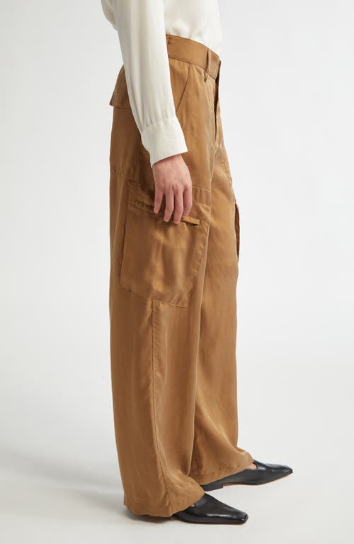 Shop Maria Mcmanus Wide Leg Satin Cargo Pants In Adobe