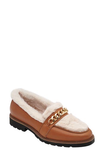Andre Assous André Assous Phili Faux Fur Weather Resistant Loafer In Cuero/natural