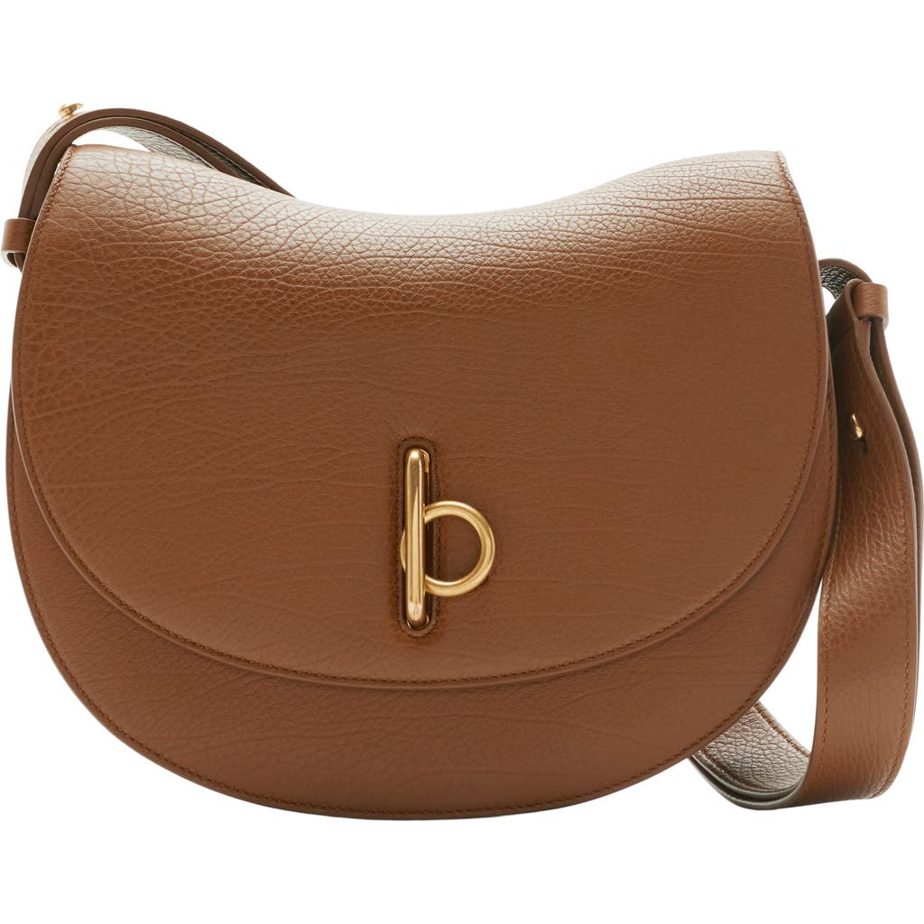 Burberry Rocking Horse Small Leather Saddle Crossbody Bag In Hazel