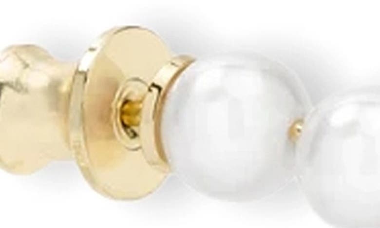 Shop Melinda Maria Life's A Ball Imitation Pearl Hoop Earrings In White Pearl/ Gold