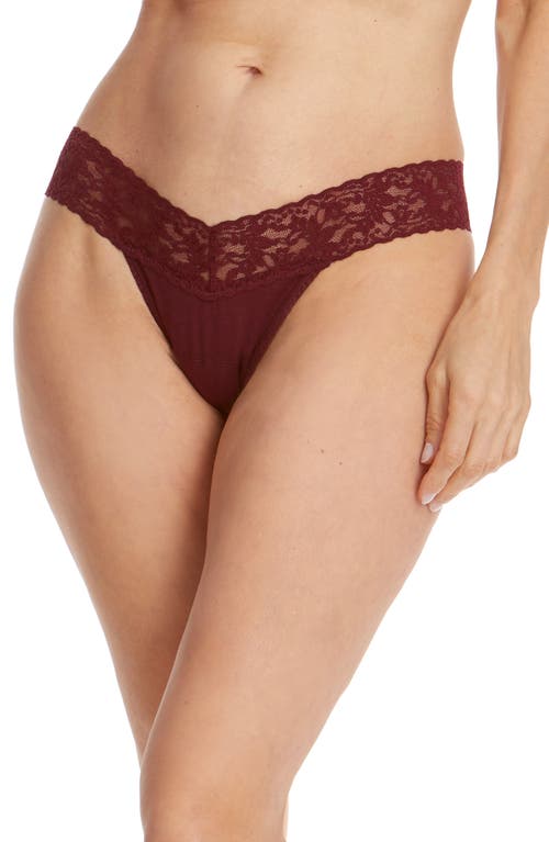 Hanky Panky Stretch Cotton Low Rise Thong in Cabernet Red