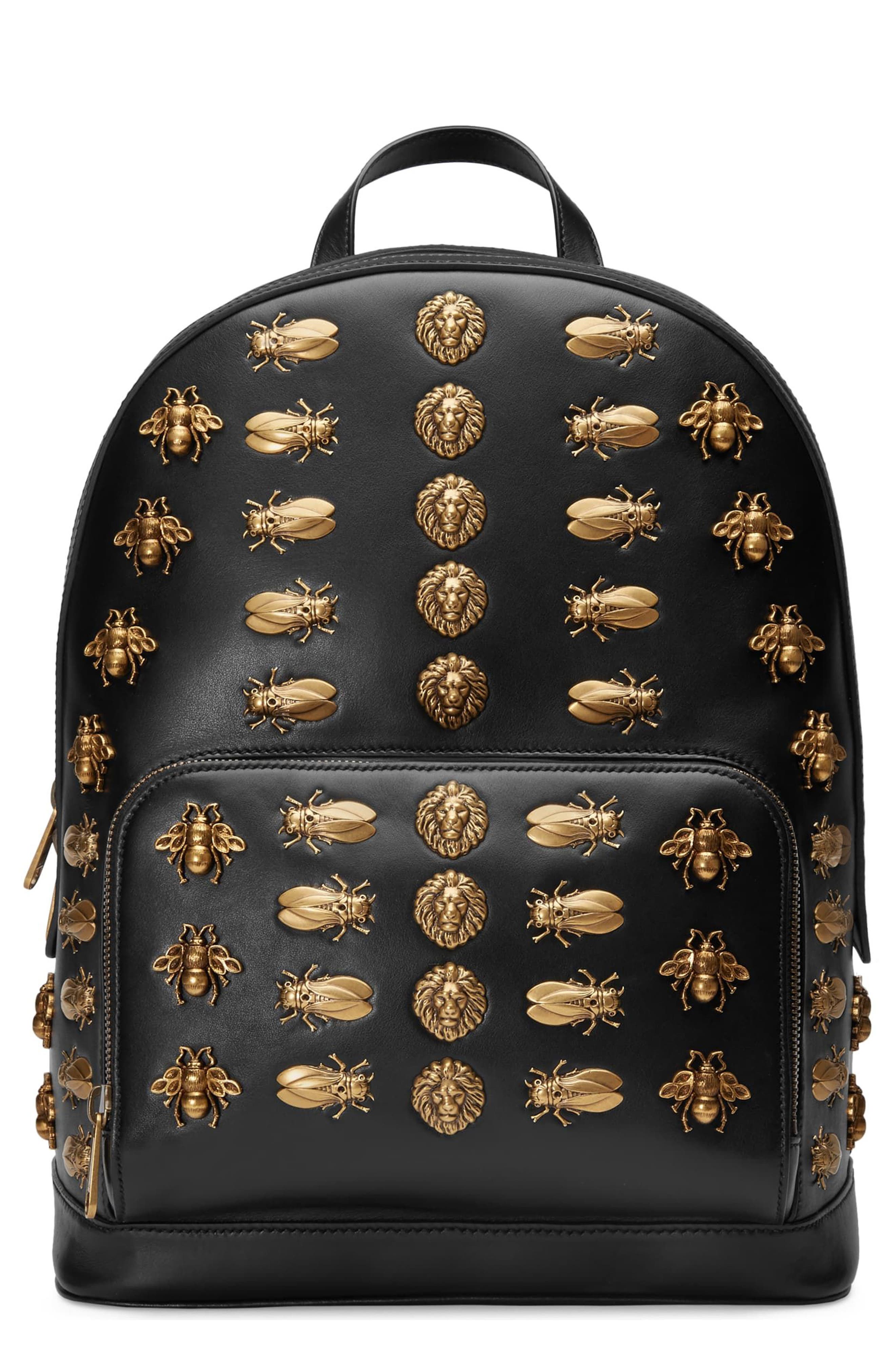 Gucci Animal Studs Leather Backpack 
