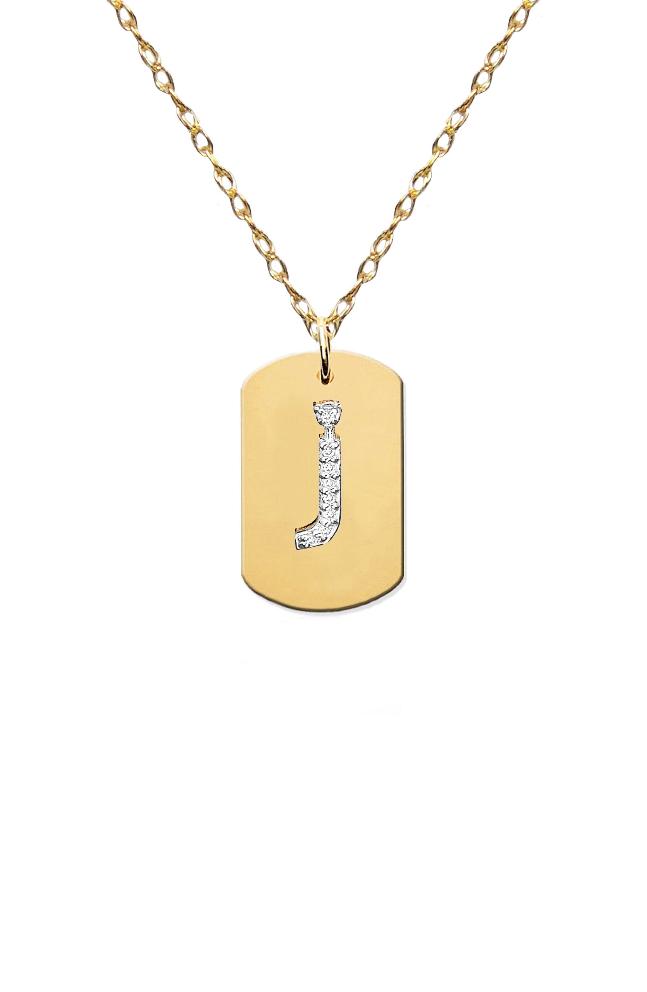 Jane Basch Designs Diamond Initial Dog Tag Necklace (Nordstrom Exclusive)