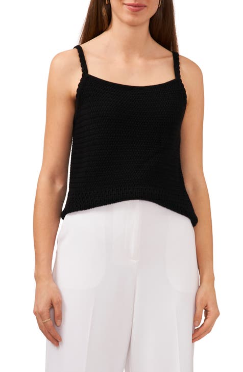 Textured Scallop Trim Sweater Tank