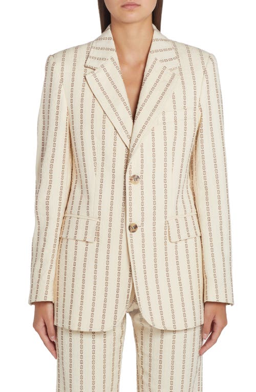 Golden Goose Geometric Embroidered Stripe Cotton Canvas Blazer in Lambs Wool/Coffe Iron at Nordstrom, Size 8 Us