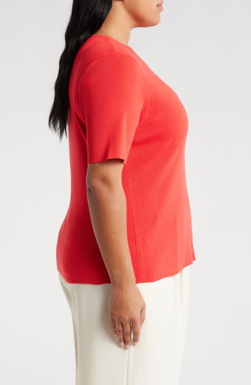 Shop Tahari Asl Short Sleeve Sweater In Grenadine