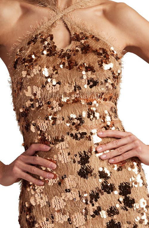 Sho By Tadashi Shoji Sequin & Fringe Cocktail Dress In Golden