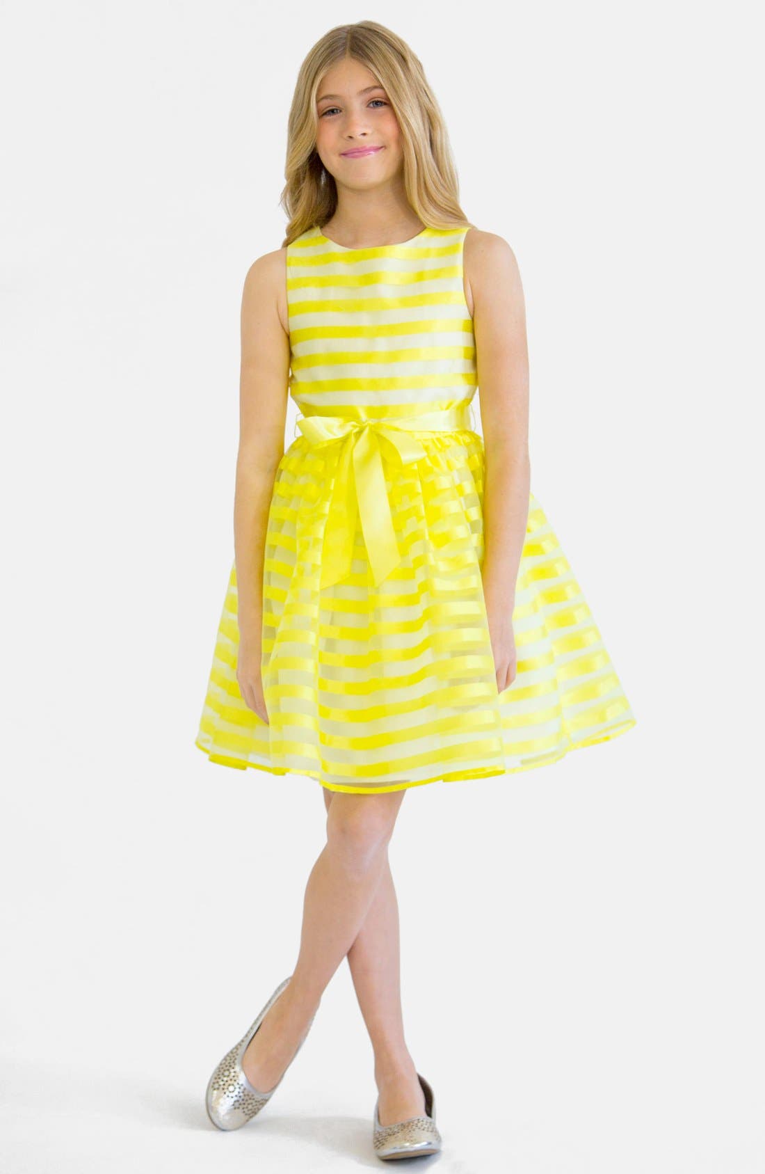 BLUSH by Us Angels Stripe Organza Dress (Big Girls) Nordstrom