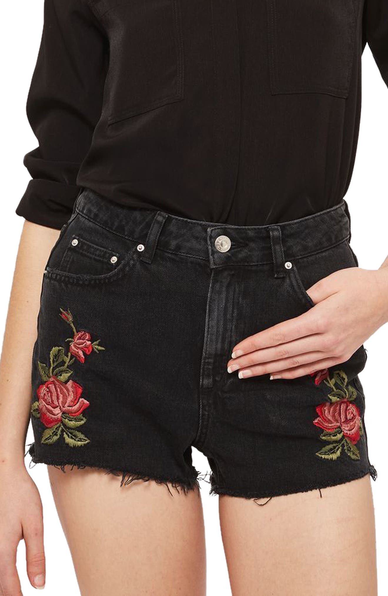 Rose Embroidered Mom Shorts Nordstrom