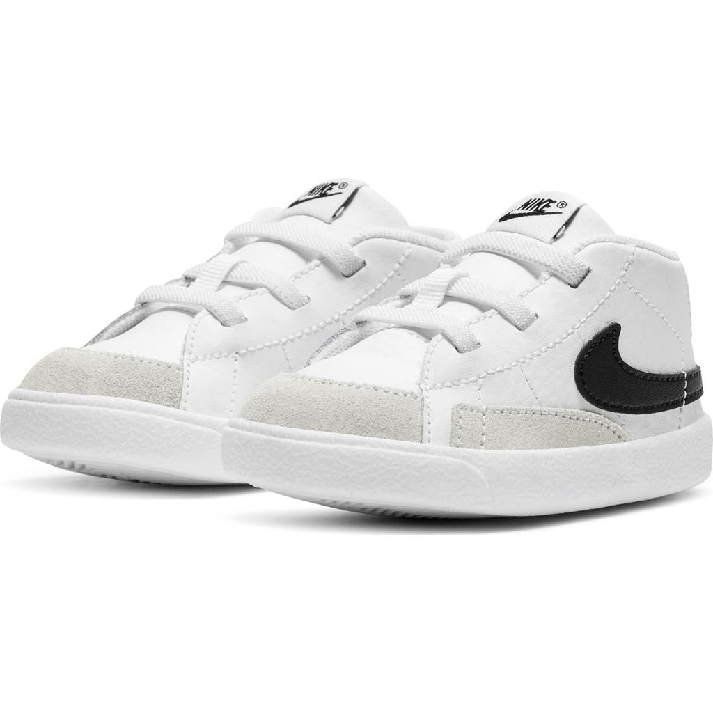 Nike Blazer Mid Crib Shoe In White/black/white