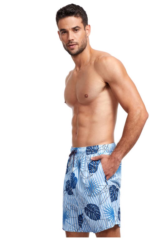 Gottex Men Beach Vibe 7" Swim Shorts In Blue Black White