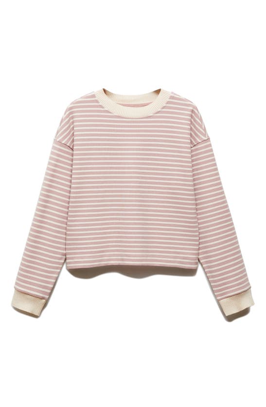Shop Mango Stripe Sweatshirt In Pastel Pink