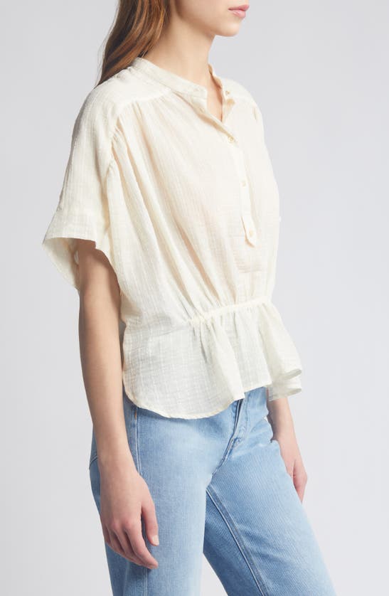 Shop Sessun Callao Texture Peplum Shirt In Fleur De Sel