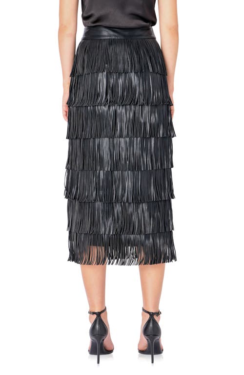 Endless Rose Women's Pu Fringe Midi Skirt In Black