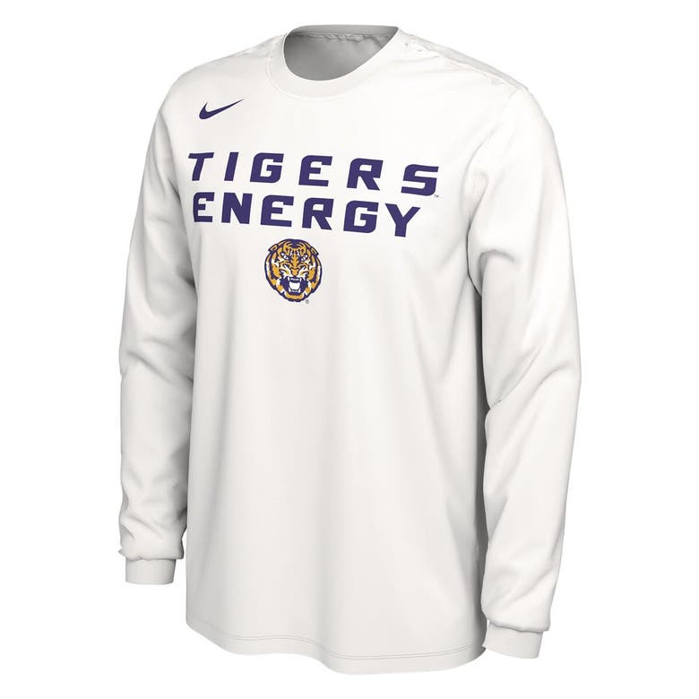 Shop Nike Unisex   White Lsu Tigers 2024 On-court Bench Energy Long Sleeve T-shirt