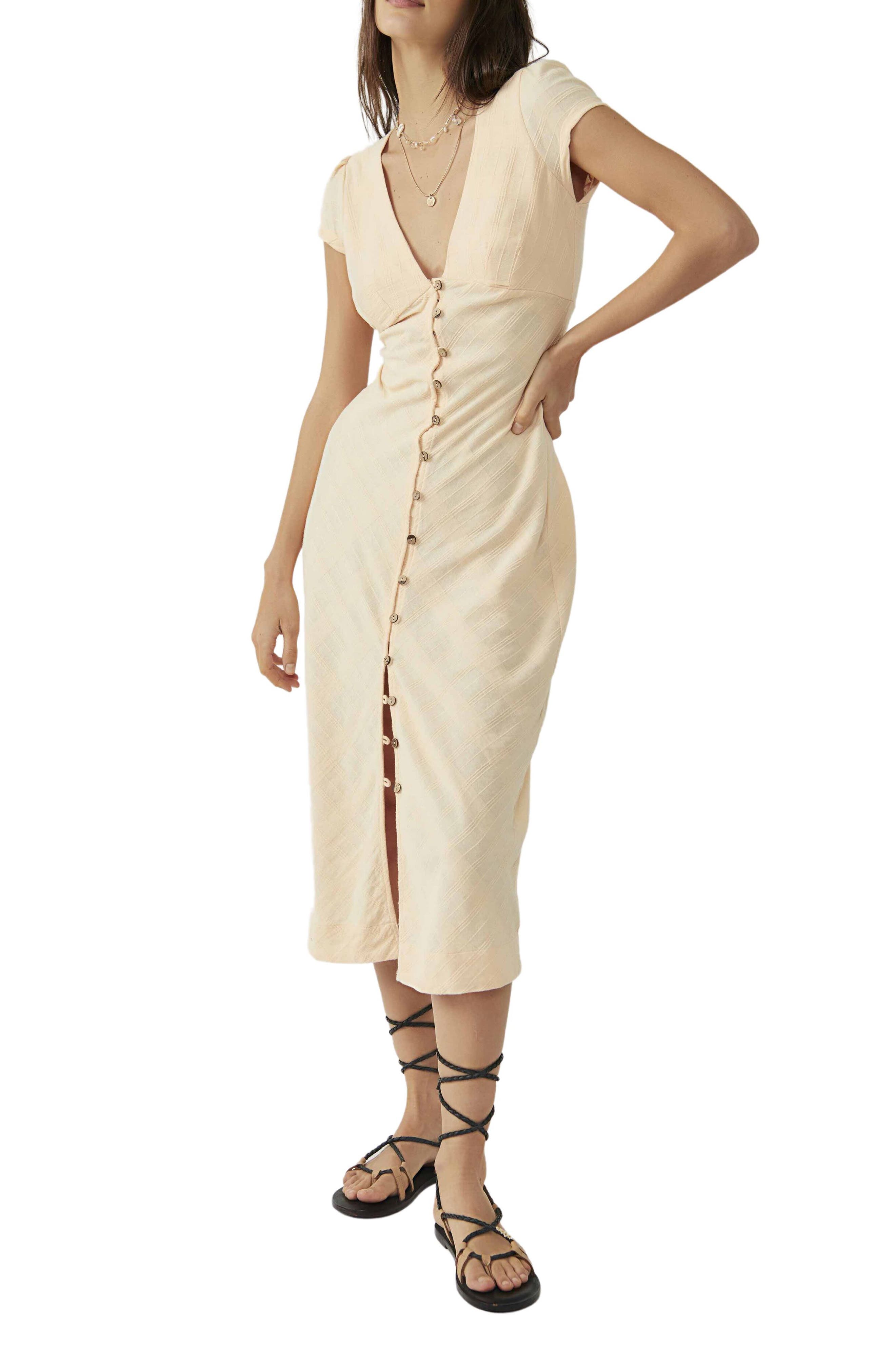 Her lip to Summer Tweed Midi Dress beige | angeloawards.com