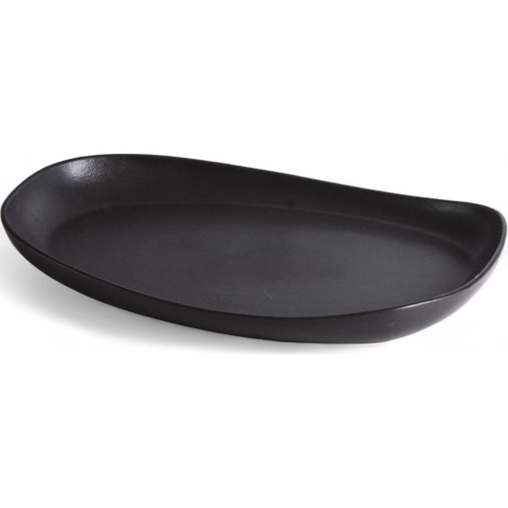 Gharyan Stoneware Stoneware Long Serving Platter In Black