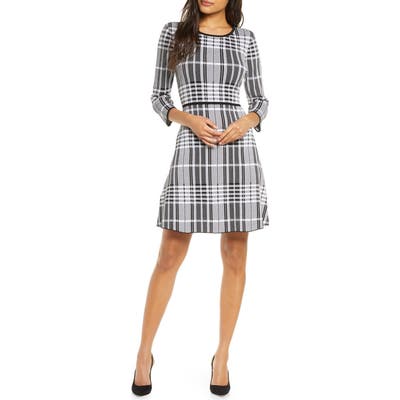 Donna Ricco Plaid Sweater Dress, Black