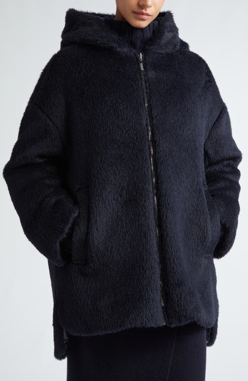 Shop Max Mara Spacefe Reversible Down Coat In Midnight Blue