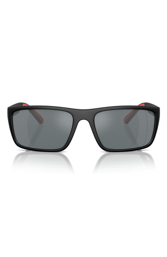 Scuderia Ferrari 59mm Mirrored Rectangular Sunglasses In Black Grey