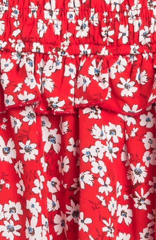 Truly Me Kids' Floral Ruffle Tiered Sundress In Red
