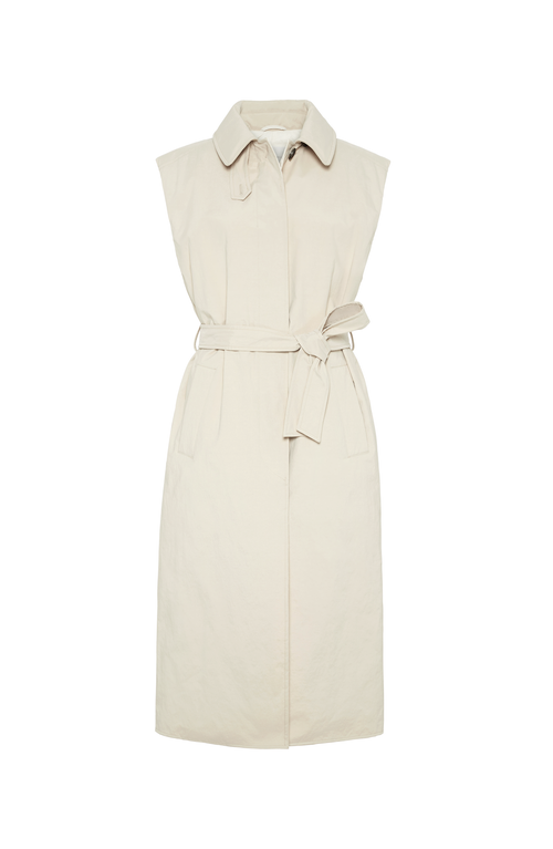 Shop Brunello Cucinelli Sleeveless Trench Coat In Beige