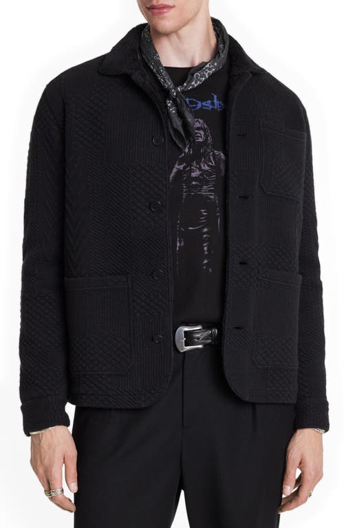 Shop John Varvatos Kenmare Mixed Quilted Coat With Faux Shearling Lining In Black