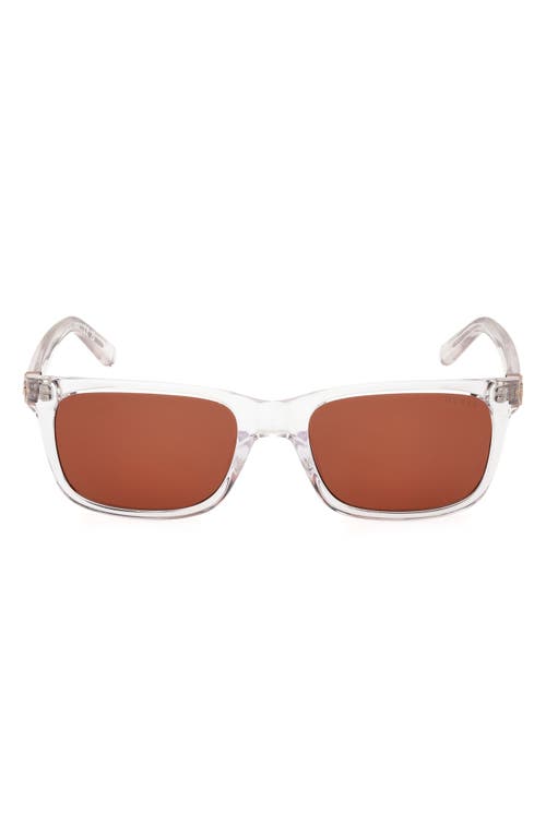 55mm Rectangular Sunglasses in Crystal /Brown