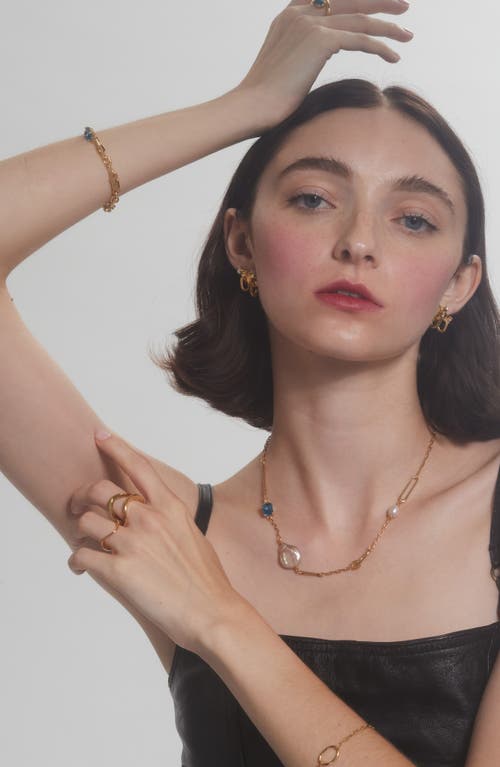 Lady Grey Nova Necklace In Gold/blue Zircon/blush Pearl