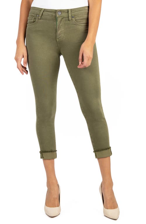 KUT from the Kloth Amy Fray Hem Crop Skinny Jeans in Olive