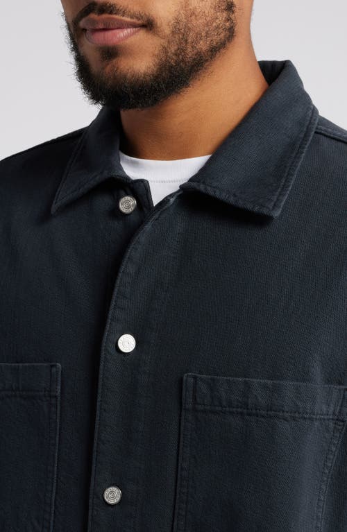 Shop Frame Relaxed Cotton Button-up Shirt In Navy