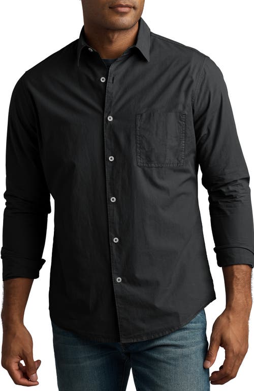 Everett Cotton Poplin Button-Up Shirt in Washed Black