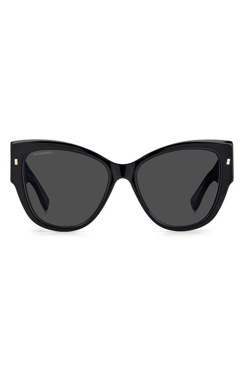 Dsquared2 56mm Cat Eye Sunglasses in Black Gold /Grey