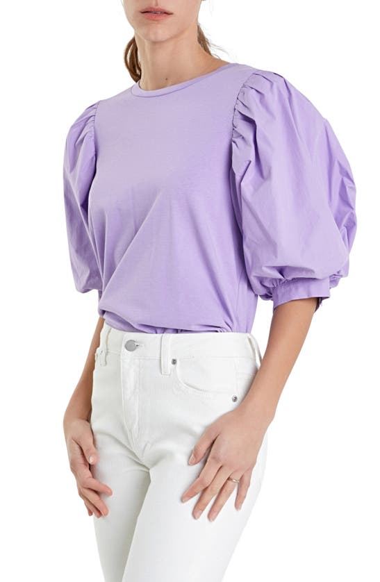 English Factory Mix Media Cotton Top In Lavender