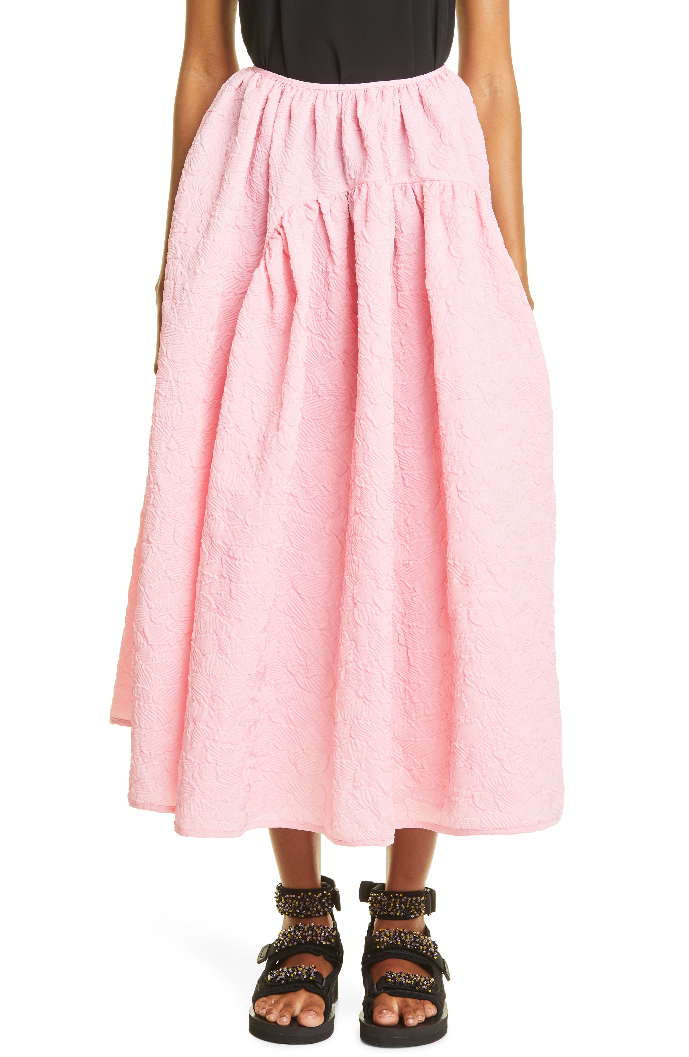Cecilie Bahnsen Fatou Midi Skirt in Sorbet Pink | Smart Closet