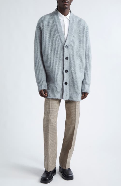 Shop Jil Sander Mohair & Wool Rib V-neck Cardigan In Aluminium